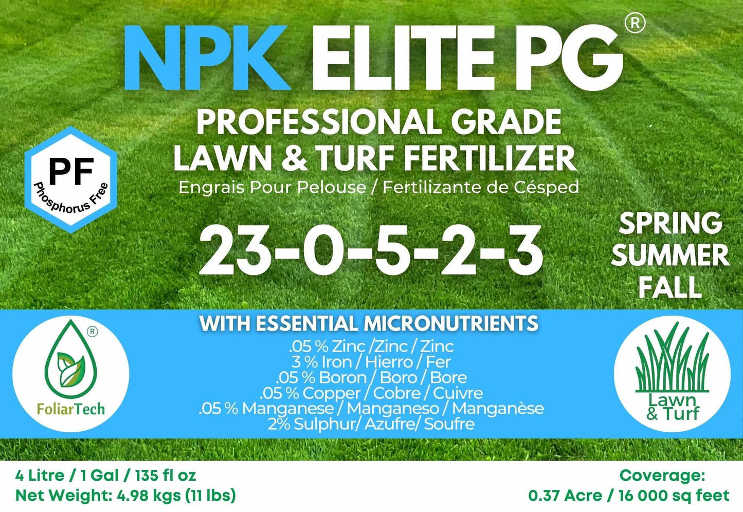 NPK ELITE PG PHOSPHORUS FREE® - WHOLESALE - FoliarTech® 