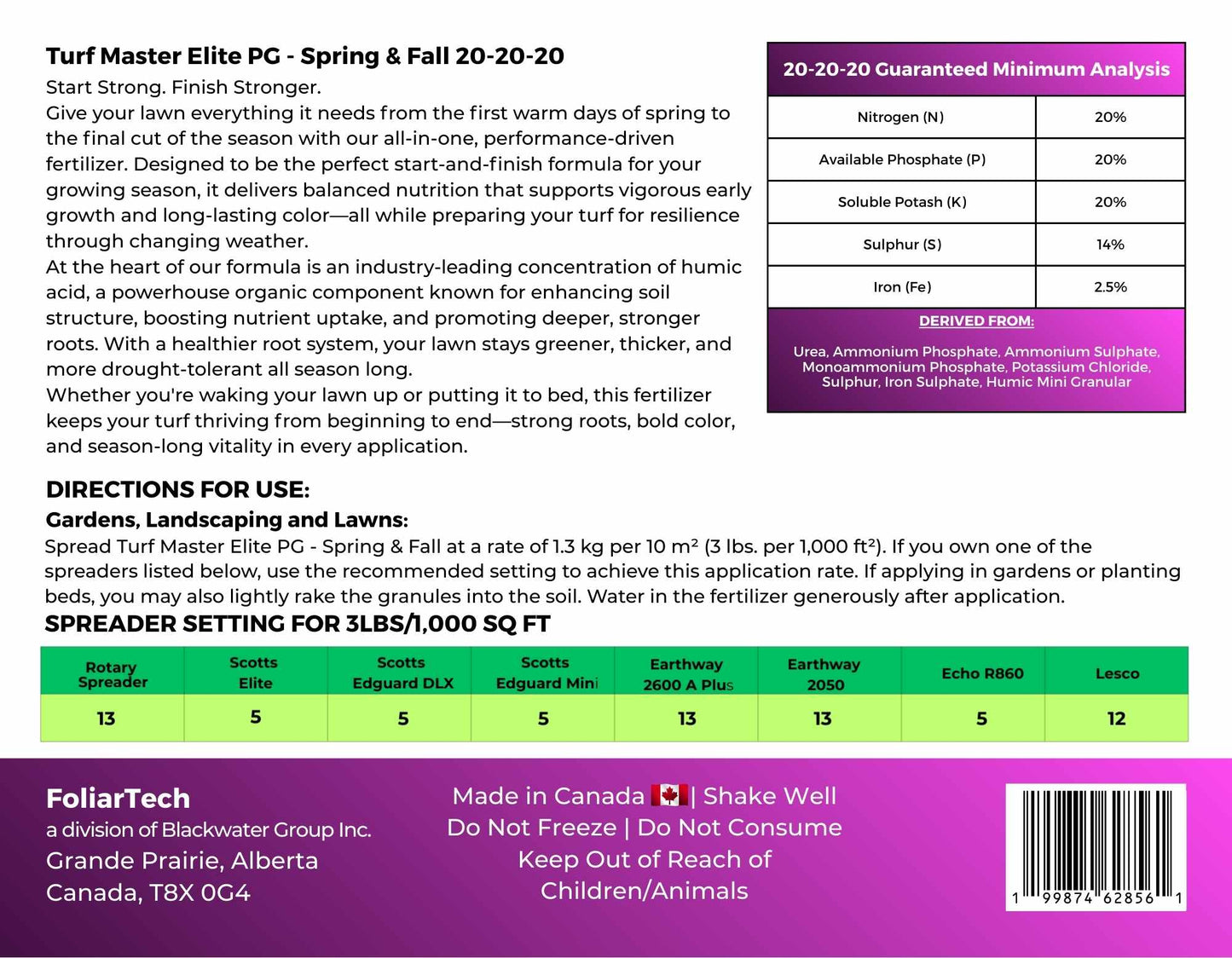 TURF MASTER ELITE PG - SPRING & FALL GRANULAR FERTILIZER